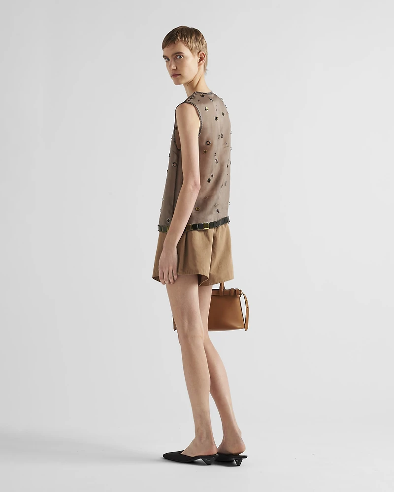 Panama cotton and linen shorts