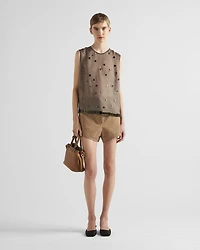 Panama cotton and linen shorts