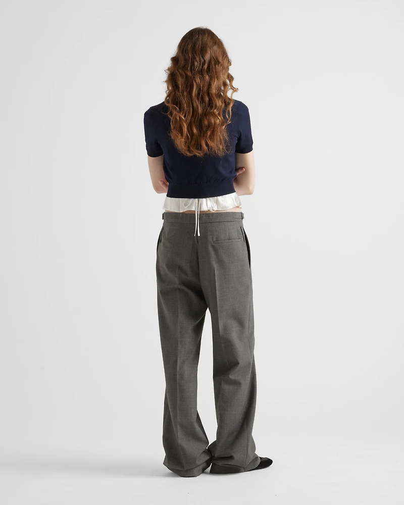 Technical wool pants with belt