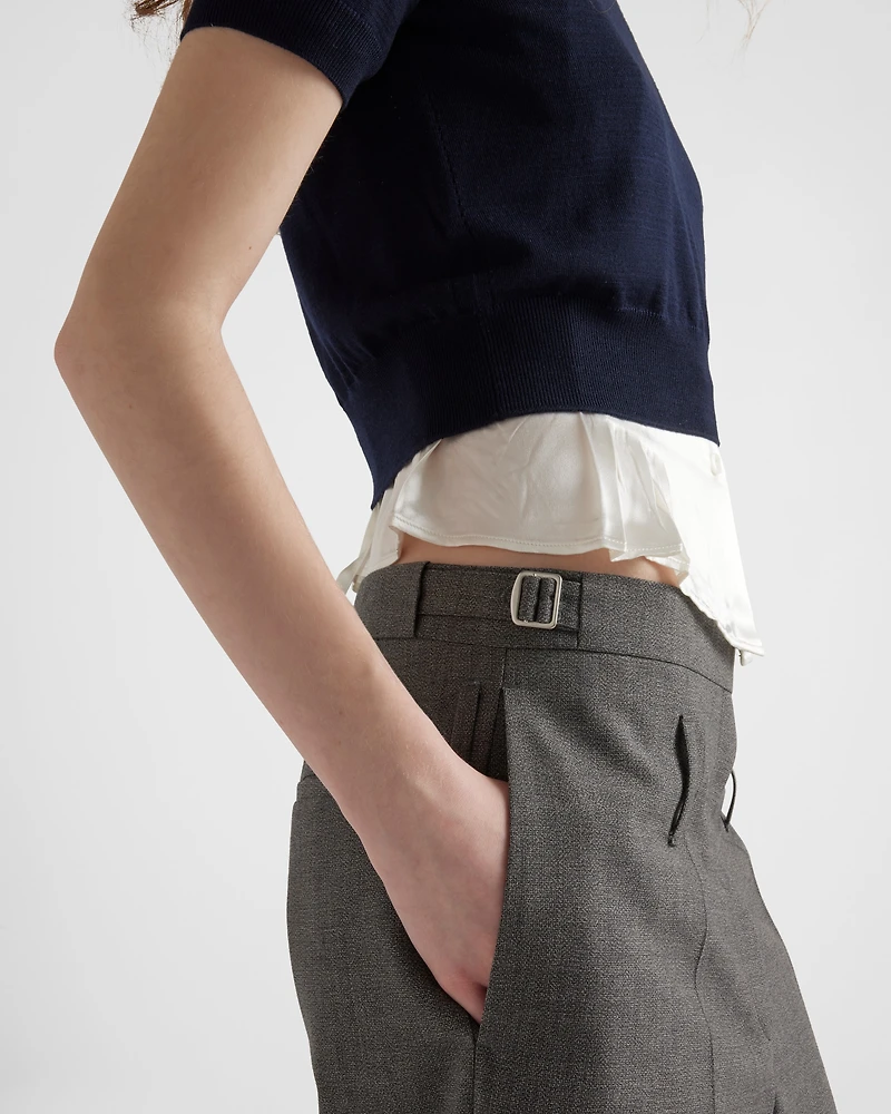 Technical wool pants with belt