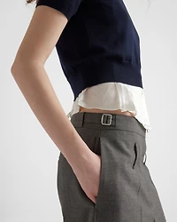 Technical wool pants with belt