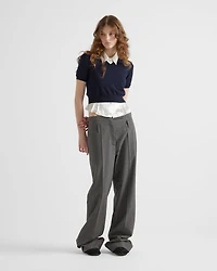 Technical wool pants with belt