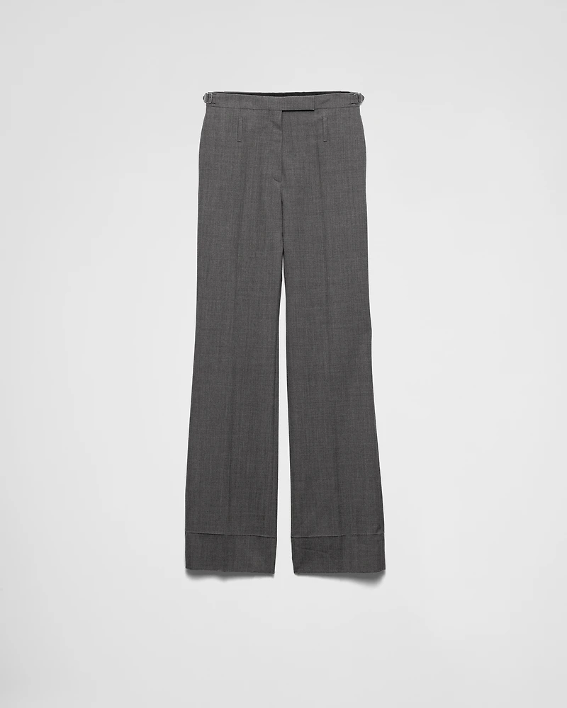Technical wool pants with belt