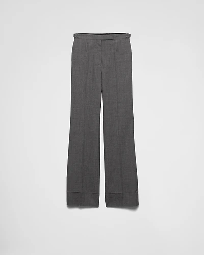 Technical wool pants with belt