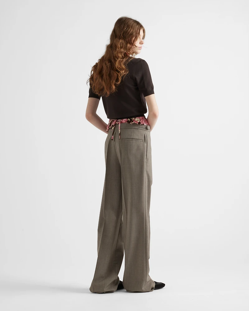 Technical wool pants with belt