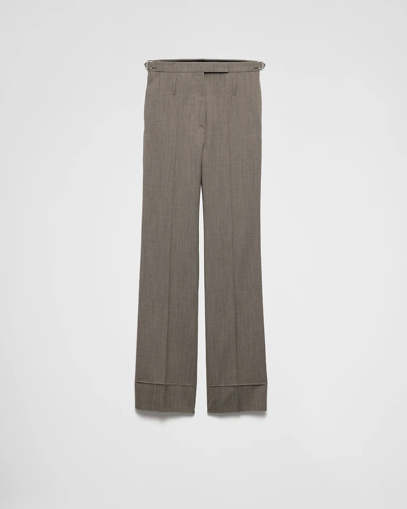 Technical wool pants with belt