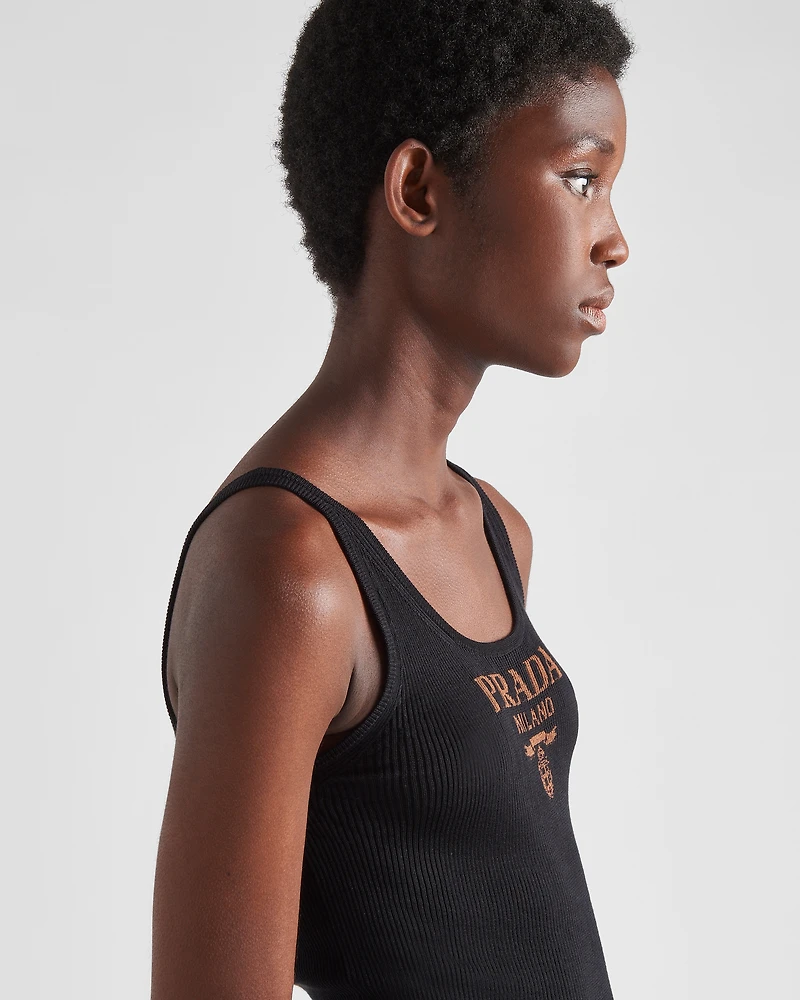 Silk tank top with logo