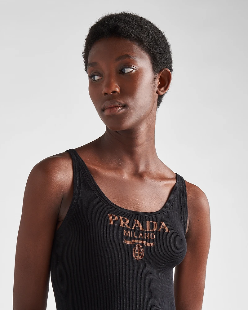 Silk tank top with logo