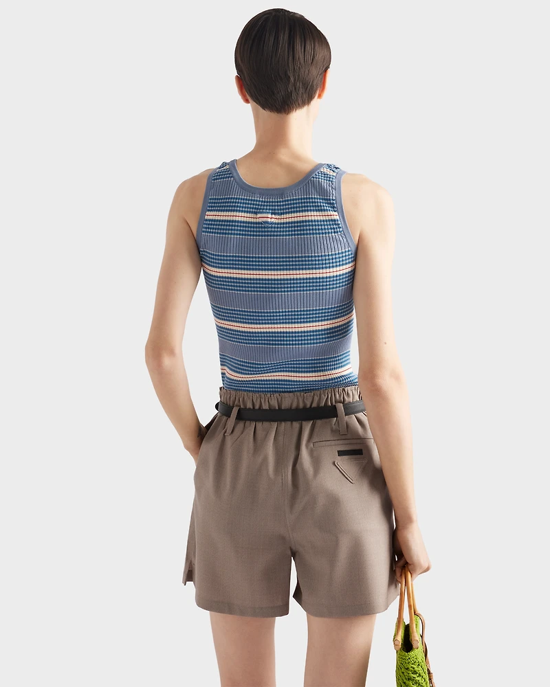 Striped stretch cotton knit top
