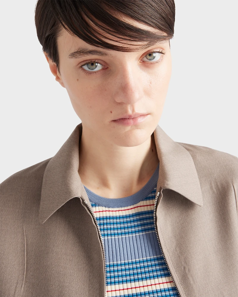 Striped stretch cotton knit top