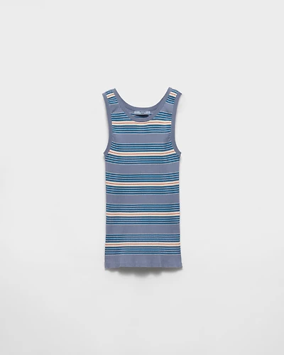 Striped stretch cotton knit top