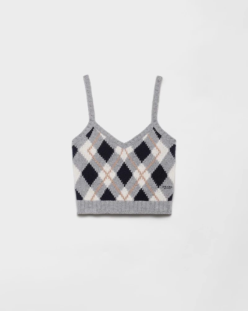 Argyle knit cashmere top