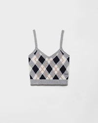Argyle knit cashmere top