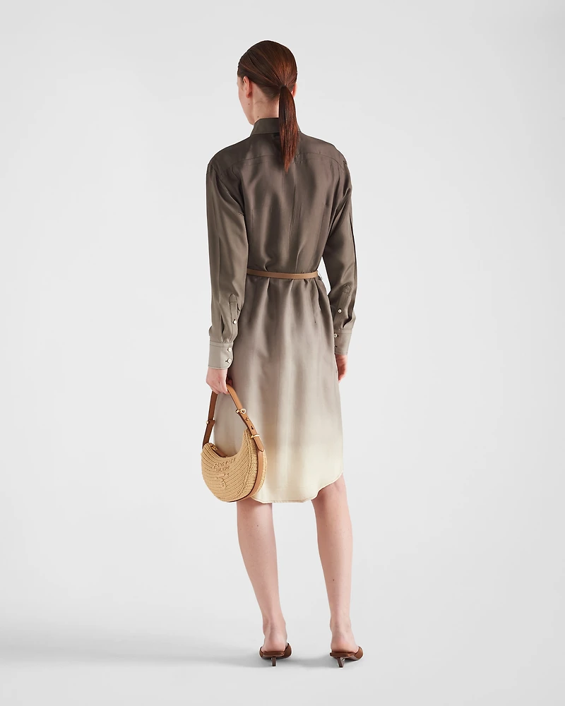 Silk twill shirt dress