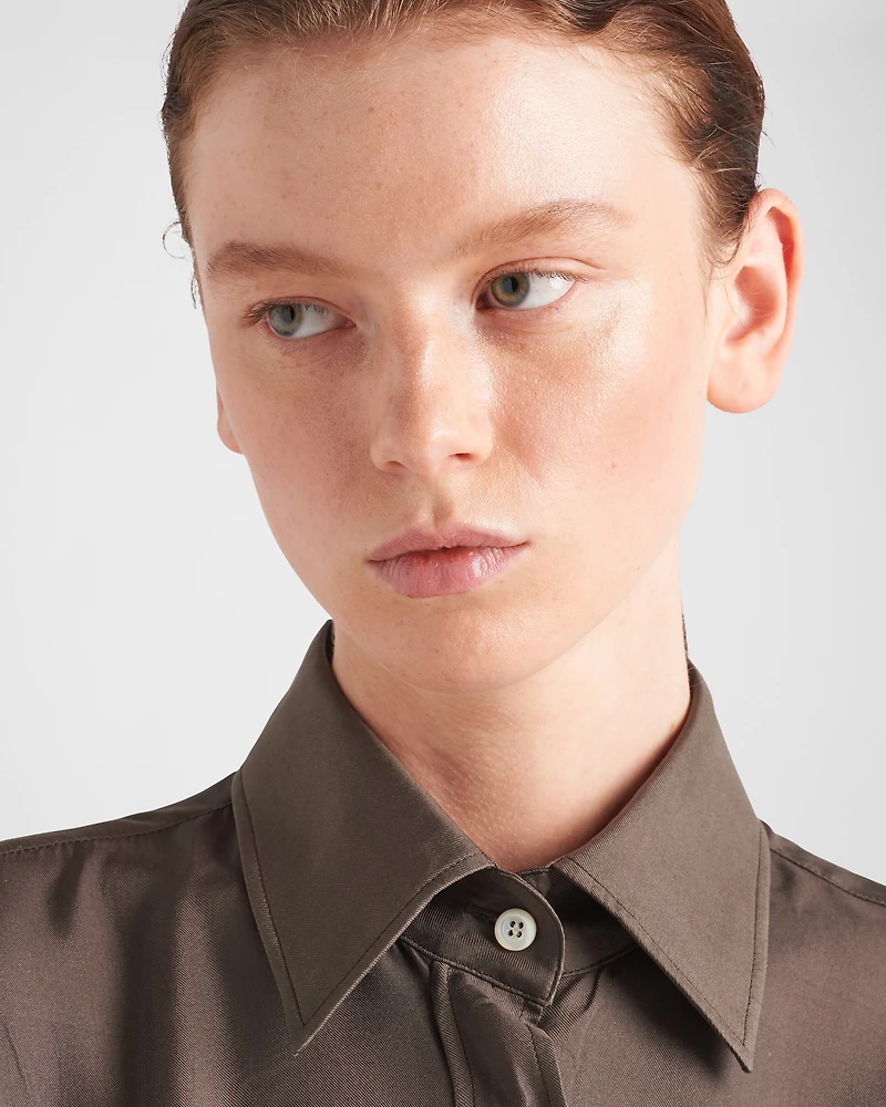 Silk twill shirt dress