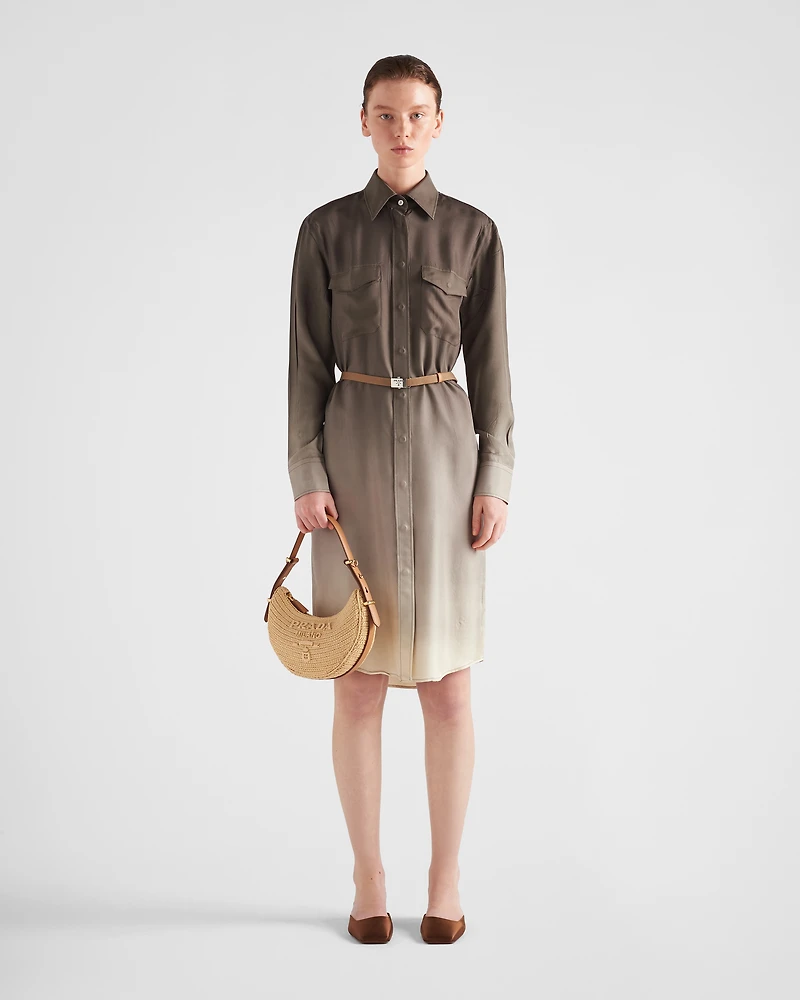 Silk twill shirt dress