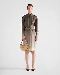 Silk twill shirt dress