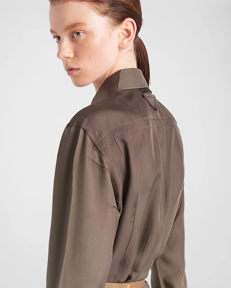 Silk twill shirt dress