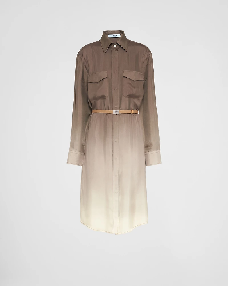 Silk twill shirt dress