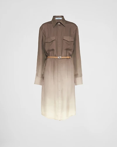 Silk twill shirt dress
