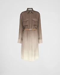 Silk twill shirt dress