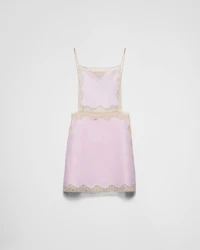 Embroidered, lace-trimmed linen mini-dress
