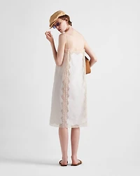 Embroidered, lace-trimmed linen dress