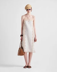 Embroidered, lace-trimmed linen dress