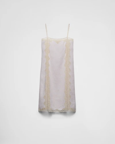 Embroidered, lace-trimmed linen dress