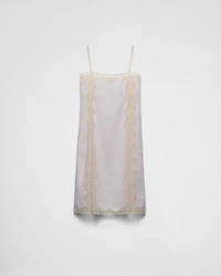 Embroidered, lace-trimmed linen dress