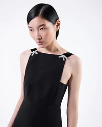 Embroidered cady mini-dress