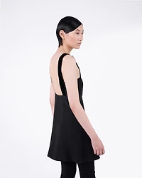 Embroidered cady mini-dress