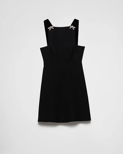 Embroidered cady mini-dress