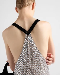 Rhinestone net embroidered mini-dress