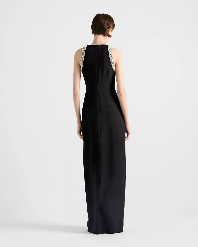 Embroidered cady long dress