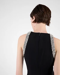 Embroidered cady long dress