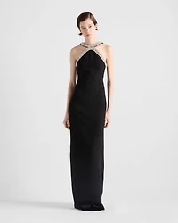 Embroidered cady long dress