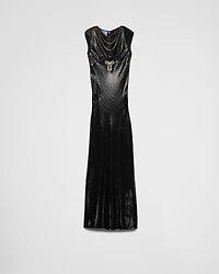 Sequined satin jersey long dress