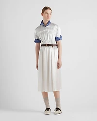 Embroidered satin midi-dress