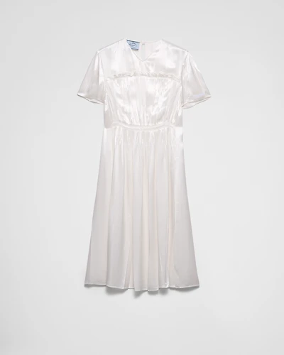 Embroidered satin midi-dress