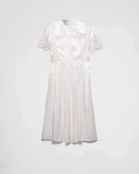 Embroidered satin midi-dress