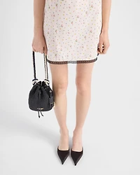 Floral print cotton batiste mini-dress