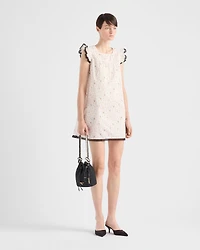 Floral print cotton batiste mini-dress