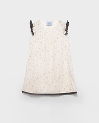 Floral print cotton batiste mini-dress