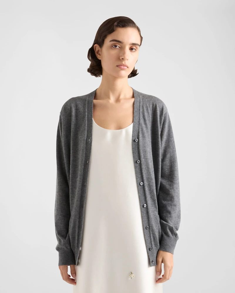 Long embroidered silk and wool dress
