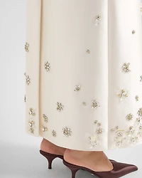 Long embroidered silk and wool dress