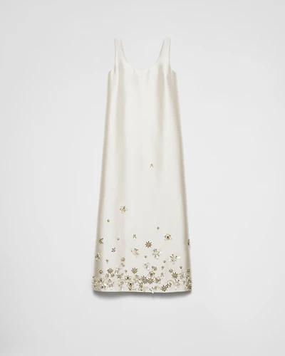 Long embroidered silk and wool dress