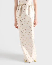 Long floral print silk and wool dress