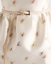 Long floral print silk and wool dress