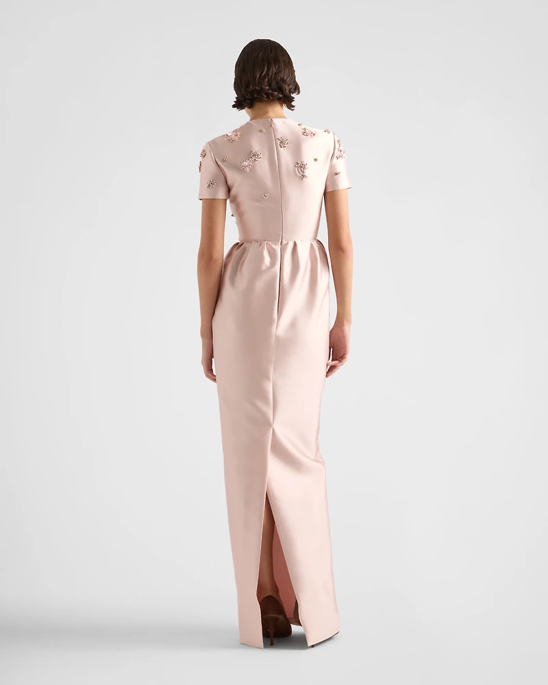 Long embroidered silk and wool dress
